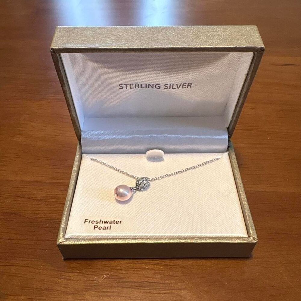 Sterling Silver Freshwater Pink Purple Pearl Pendant Necklace | Perfect gift!